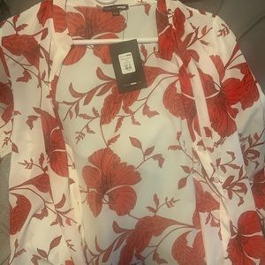 Beautiful floral red and white blouse